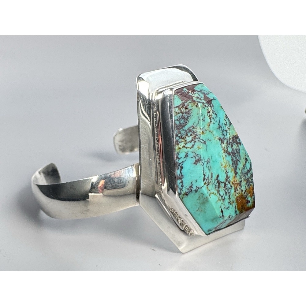 Cea Brown Attributed Navajo Sterling Silver Royston Turquoise Cuff 39.2g